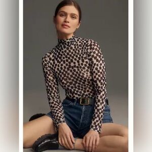 NWT By Anthropologie Mesh Turtleneck Top